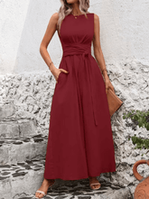 Vestido Longo Regata Acinturado com Faixa Ajustável e Bolsos – Amira [FRETE FULL]