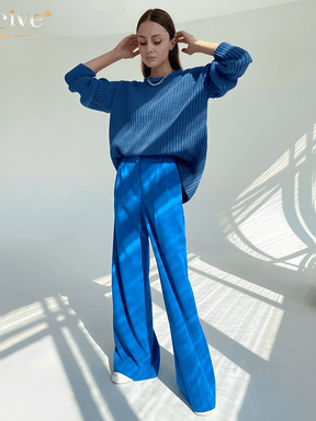 Calça Feminina Wide Leg em Alfaiataria com Cintura Alta e Bolsos – Madison [FRETE FULL]