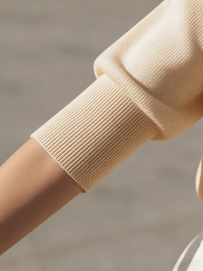 Blusa em Viscose com Gola Média Canelada e Manga 3/4 Bufante - Manuela