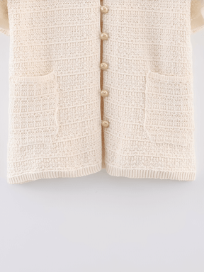 Conjunto Tweed de Blusa com Bolsos e Saia Longa com Duas Camadas - Suiany
