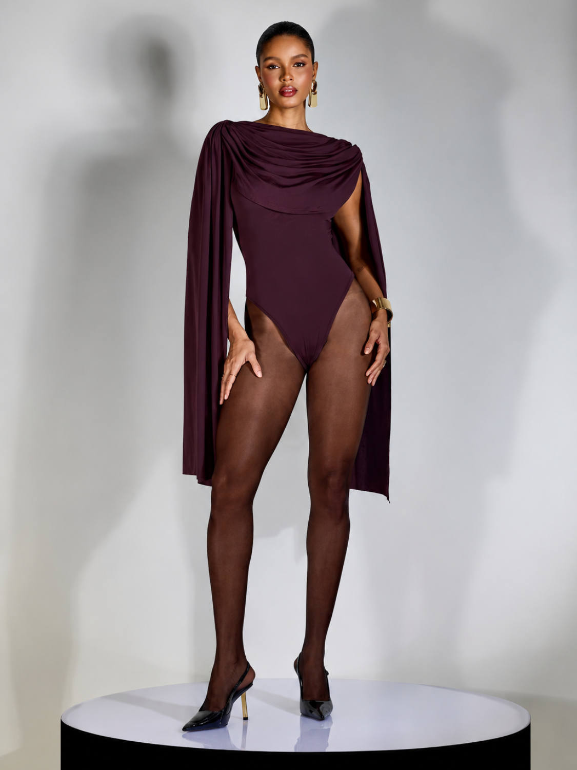 Body com Capa Drapeada Volumosa Sobreposta e Efeito Fluido - Lorelay