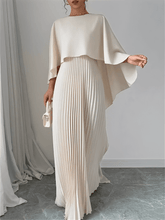 Vestido Longo de Festa Plissado com Capa Peplum Embutida – Loren [FRETE FULL]