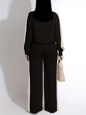 Conjunto Esportivo com Jaqueta Bomber e Calça Wide Leg Ajustável-  Zaia