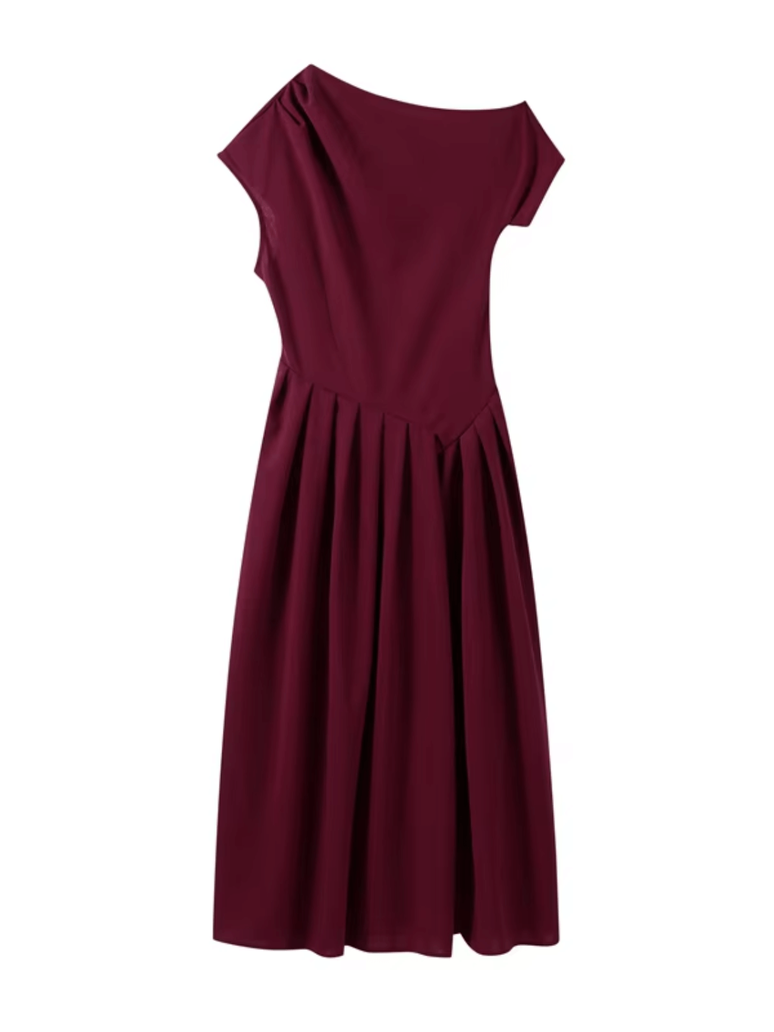 Vestido Maxi com Ombro Assimétrico e Saia Plissada Sofisticada – Luana [FRETE FULL]