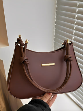 Bolsa Baguete Tiracolo em Couro PU e Alça Ajustável com Nó - Kaylee