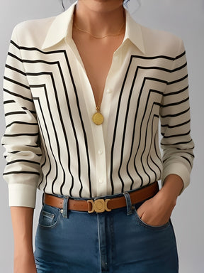 Camisa Listrada Elegante com Botões Frontais – Zaira [FRETE FULL]
