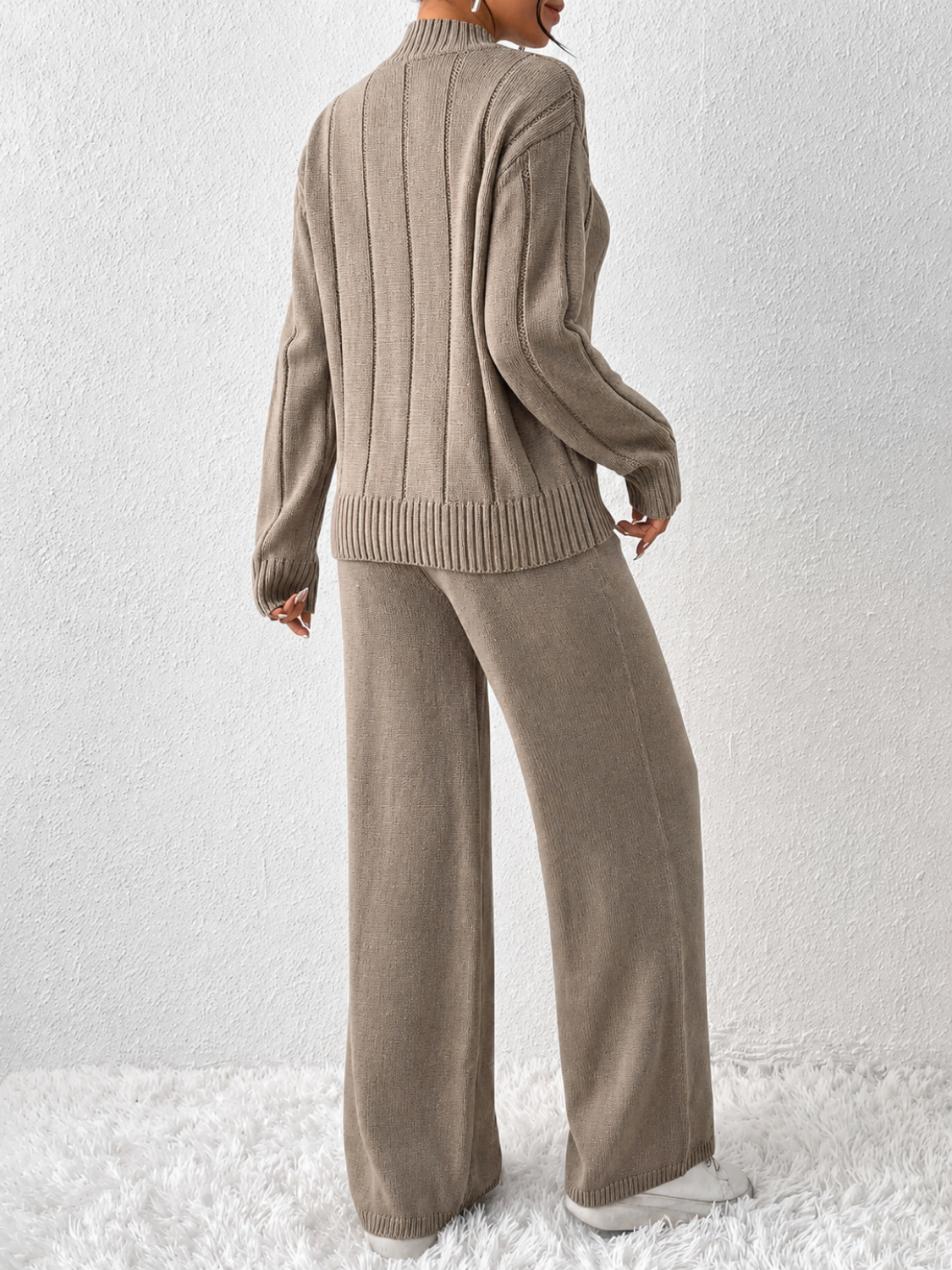 Conjunto em Tricô Premium com Suéter Texturizado e Calça Wide Leg - Carly