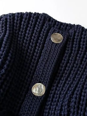 Cardigan de Tricô Ponto Grosso com Botões e Bolsos - Seraphine