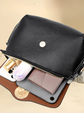 Bolsa Feminina Tiracolo com Alça Larga e Bolsos com Zíper – Jasmin