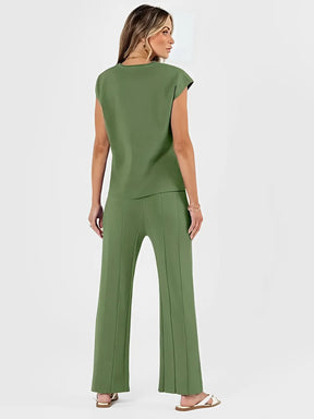 Conjunto em Viscose com Blusa Mullet e Calça Confortável - Lorena