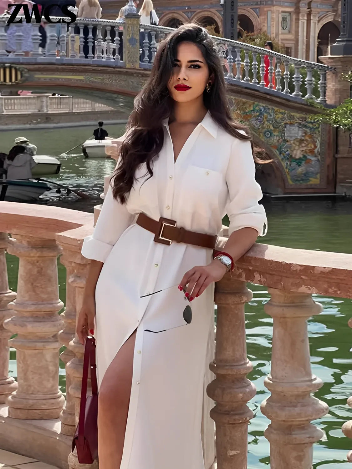Vestido Chemise com Decote em V e Abertura Frontal em Botões – Alexandra