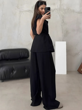 Conjunto Alfaiataria com Blusa de  Amarração e Calça Pantalona - Dominique [FRETE FULL]