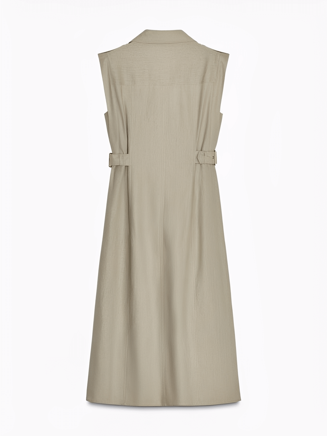 Vestido Midi Chemise Sem Mangas com Botões Dourados e Fivelas – Melina