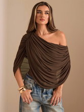 Body Estruturado com Sobreposição Assimétrica em Chiffon Drapeado - Léa