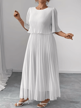 Vestido Longo Plissado em Chiffon com Camadas Duplas – Marcela