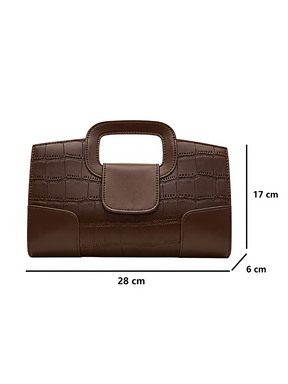 Bolsa em Couro PU Estruturada Textura Croco com Alça de Corrente - Lucie