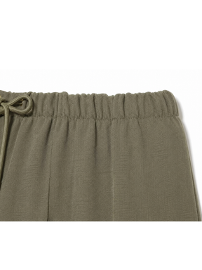 Conjunto em Sarja com Jaqueta Cropped Franzida e Calça Wide Leg - Yoná