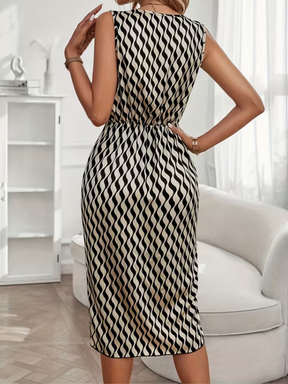 Vestido Midi Acetinado Estampado Assimétrico com Gola Solta – Maryam [FRETE FULL]