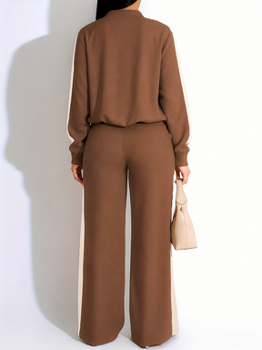 Conjunto Esportivo com Jaqueta Bomber e Calça Wide Leg Ajustável-  Zaia