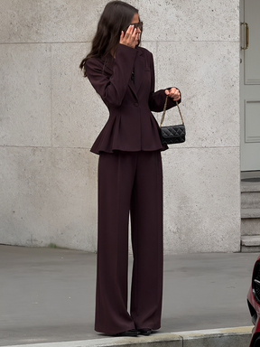Conjunto em Alfaiataria com Blazer Peplum Decote V Calça Pantalona - Lizie