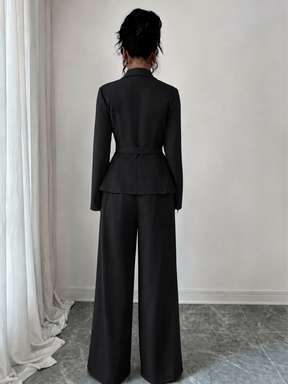 Conjunto Alfaiataria com Blazer Peplum Acinturado e Calça Pantalona - Loreta