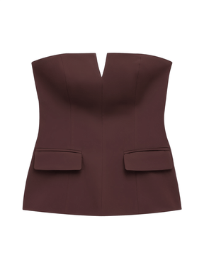 Blusa Tomara que Caia Estruturada com Recorte em V e Bolsos - Rita