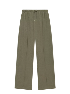 Conjunto em Sarja com Jaqueta Cropped Franzida e Calça Wide Leg - Yoná