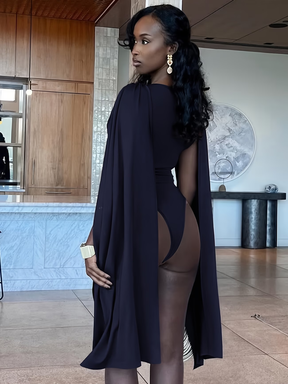Body com Capa Drapeada Volumosa Sobreposta e Efeito Fluido - Lorelay