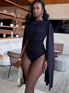 Body com Capa Drapeada Volumosa Sobreposta e Efeito Fluido - Lorelay