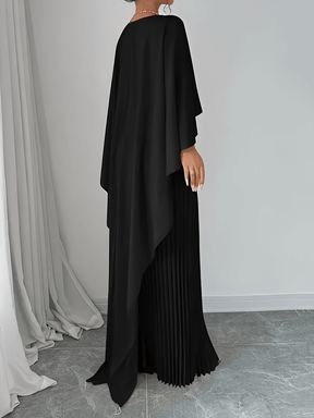 Vestido Longo de Festa Plissado com Capa Peplum Embutida – Loren [FRETE FULL]