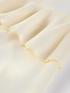 Vestido Longo de Festa em Chiffon com Manga Sino Babado e Amarração - Rubia