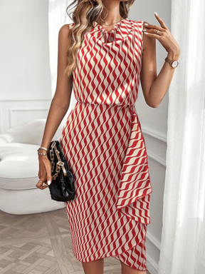 Vestido Midi Acetinado Estampado Assimétrico com Gola Solta – Maryam [FRETE FULL]