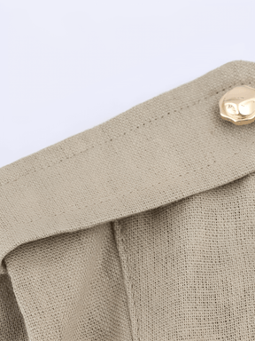 Vestido Midi Chemise Sem Mangas com Botões Dourados e Fivelas – Melina