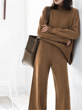 Conjunto em Tricô com Suéter Mullet Oversized e Calça Wide Leg - Sophia