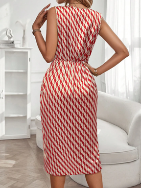 Vestido Midi Acetinado Estampado Assimétrico com Gola Solta – Maryam [FRETE FULL]