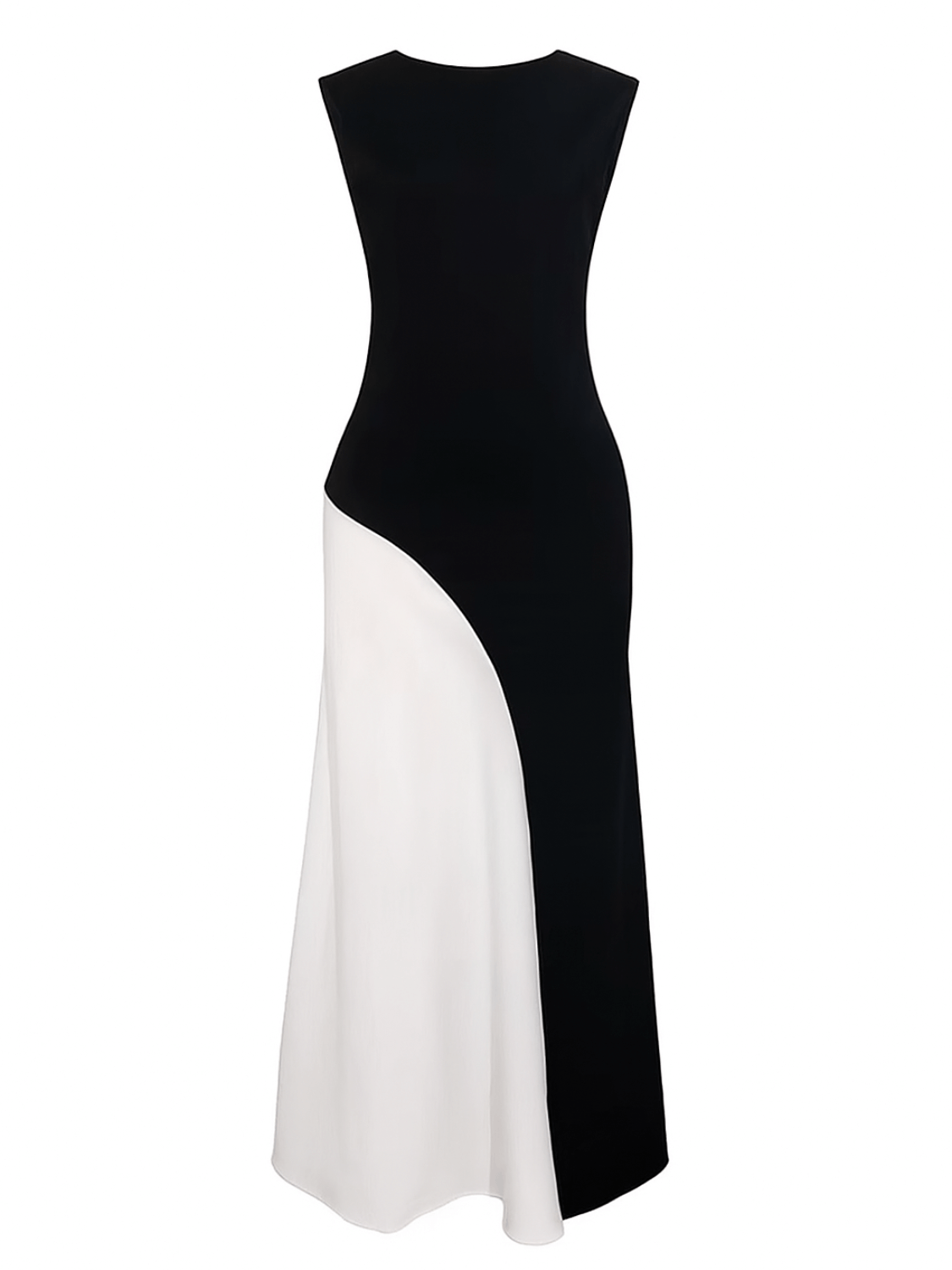 Vestido Longo Sem Mangas com Design Bicolor Diagonal Elegante - Alane [FRETE FULL]
