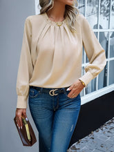 Camisa Franzida com Gola Redonda e Mangas Longas - Angelina [FRETE FULL]