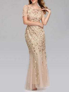 Vestido Longo de Festa Sereia com Tule Transparente e Bordados -  Lyra [FRETE FULL]