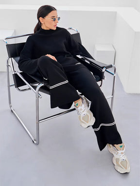 Conjunto de Tricô com Suéter Mullet Gola Alta e Calça Confortável – Kim [FRETE FULL]