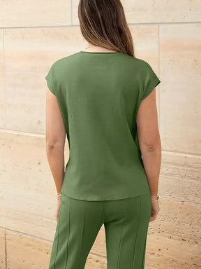Conjunto em Viscose com Blusa Mullet e Calça Confortável - Lorena