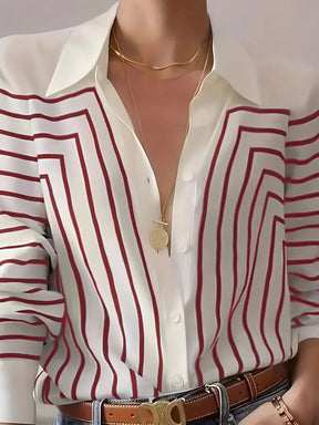 Camisa Listrada Elegante com Botões Frontais – Zaira [FRETE FULL]