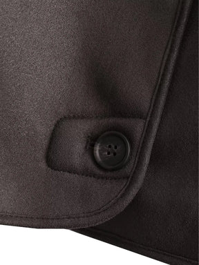 Casaco Oversized Peluciado em Couro PU e Bolsos - Giselle