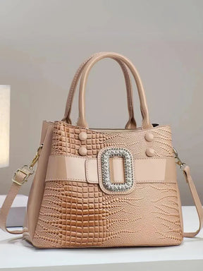 Bolsa Feminina de Ombro em Couro Brilhante com Textura Crocodilo - Tereza [FRETE FULL]