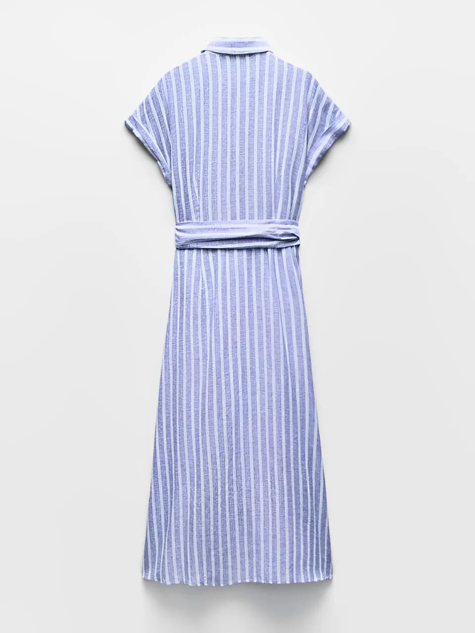 Vestido Chemise Midi em Linho com Botões Frontais e Cinto-Faixa – Jessie