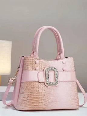 Bolsa Feminina de Ombro em Couro Brilhante com Textura Crocodilo - Tereza [FRETE FULL]