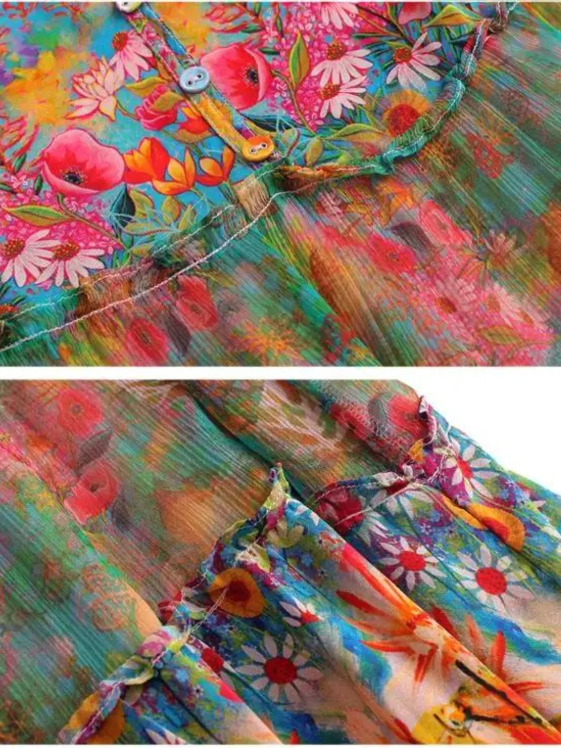 Vestido Midi Floral em Chiffon Estampado com Mangas Longas – Keila