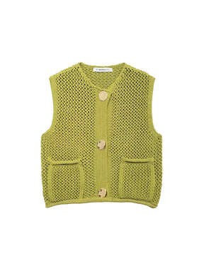 Blusa em Tricô com Decote Canoa Botões Maxi e Bolsos - Ayla