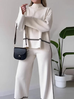 Conjunto de Tricô com Suéter Mullet Gola Alta e Calça Confortável – Kim [FRETE FULL]