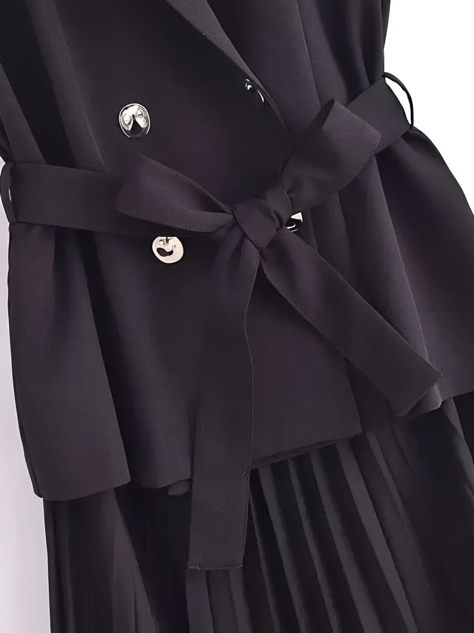 Vestido Midi de Alfaiataria Sem Mangas com Decote V Plissado – Simona [FRETE FULL]