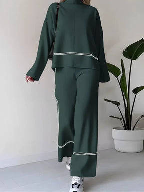 Conjunto de Tricô com Suéter Mullet Gola Alta e Calça Confortável – Kim [FRETE FULL]